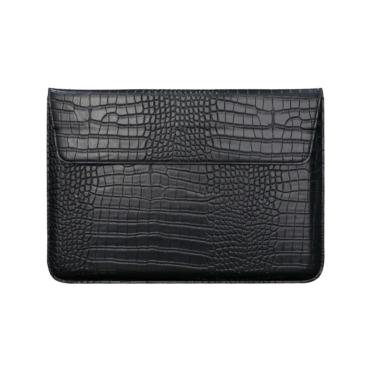 étui pour ordinateur portable en cuir pu effet crocodile personnalisé avec logo gravé, pour hommes et femmes, 13, 14, 15 pouces, compatible air pro, avec support intégré