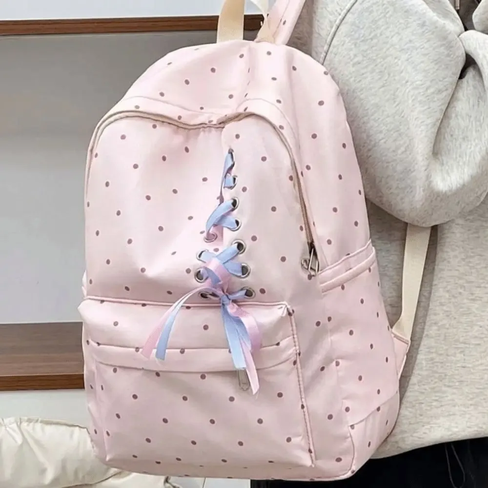 sac à dos décontracté à pois grande capacité, durable, pour étudiants, en polyester anti-rayures, en nylon, pour l'extérieur