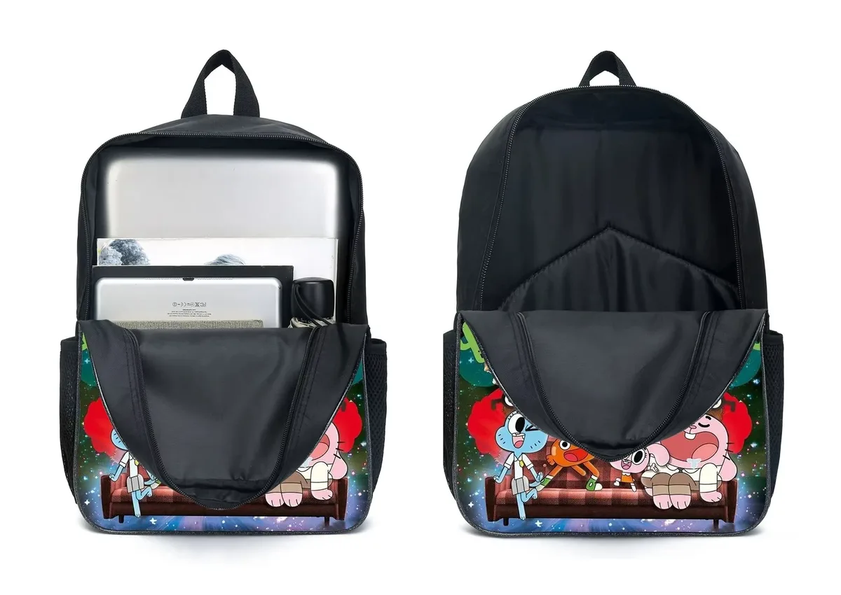l'incroyable monde de gumball anime 3 pièces/ensemble sac à dos étudiant école sac à bandoulière enfant mignon voyage sac à dos enfants cadeau d'anniversaire