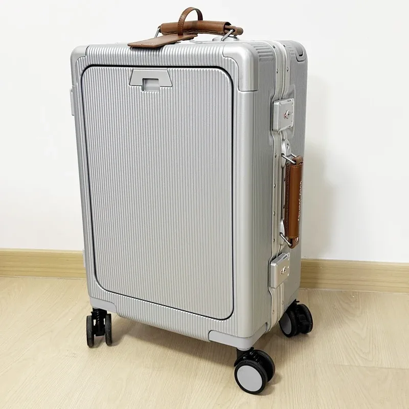 bagage à roulettes large pc haut de gamme, ouverture frontale, boîte d'embarquement multifonctionnelle pour femmes de 20 pouces et valise combinée de 24 pouces pour hommes