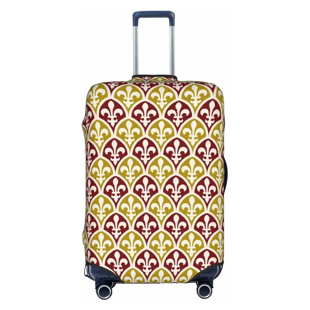 housse de protection pour bagages en cuir marron doré royal, motif fleur de lis, housse de protection amusante pour valise, convient aux valises de 18 à 32 pouces
