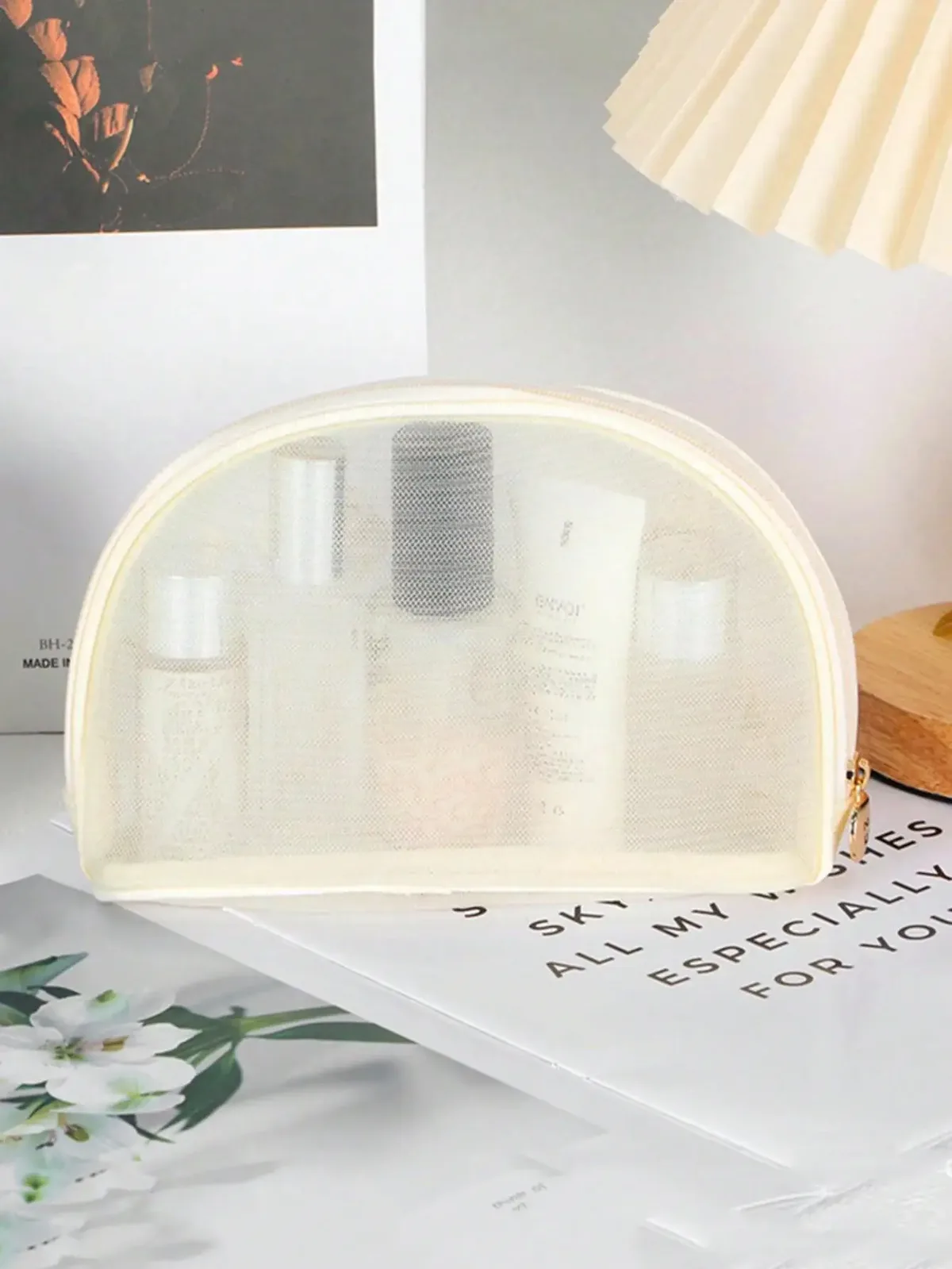 trousse de toilette portable grande capacité, nouvelle broderie en filet, magnifique sac de rangement cosmétique