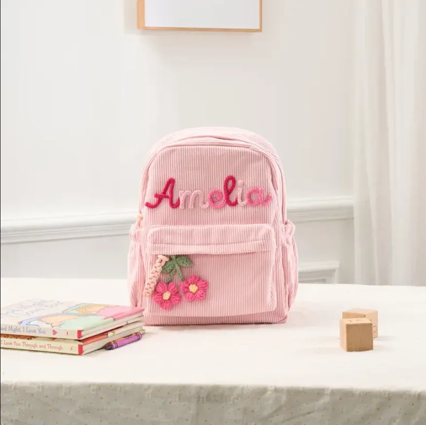 mini sac à dos personnalisé pour enfants – petit sac pour tout-petits avec nom personnalisé, sac à dos préscolaire en velours côtelé, cadeau pour bébé pour garçons et filles
