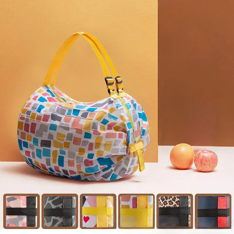 sac fourre-tout en nylon camouflage grande capacité pliable avec poignée pour le shopping et l'organisation