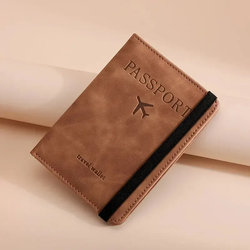 porte-passeport rfid en cuir pu pour hommes et femmes, porte-cartes, étui à passeport, essentiels de voyage pour les vacances en famille