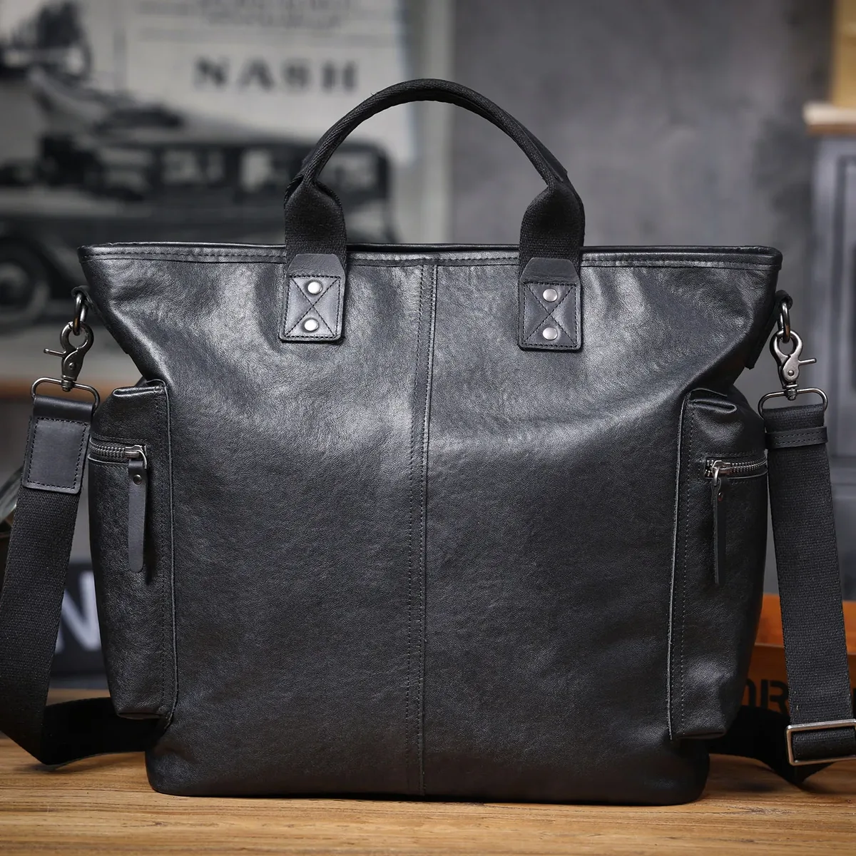 brifecase – sacs pour ordinateur portable en cuir véritable pour hommes, 15 pouces, sac à main simple en cuir de vache tanné végétal, style décontracté à la mode