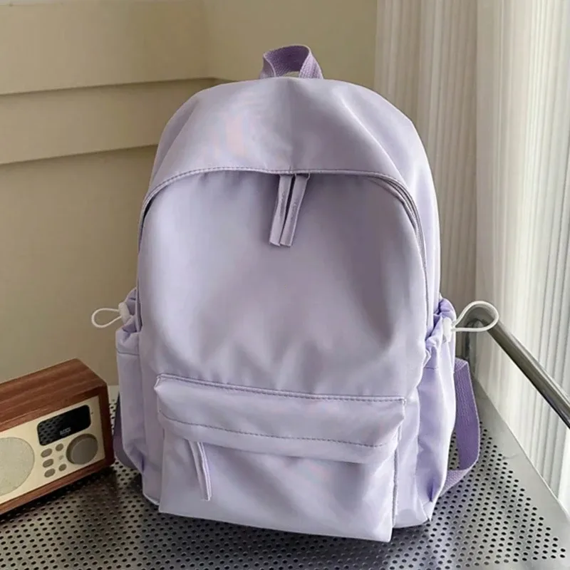 sac à dos d'étudiant décontracté et tendance, couleur unie, pliable, multi-compartiments, grande capacité, adapté à la vie quotidienne sur le campus