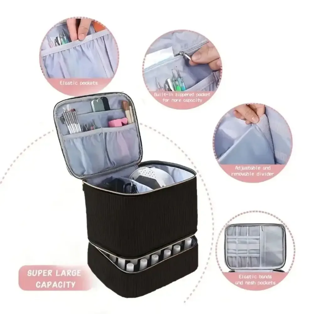nouvelle trousse de rangement double couche pour vernis à ongles, 30 compartiments, sac portable pour huiles essentielles, grande capacité, trousse de maquillage, outil de soin des ongles
