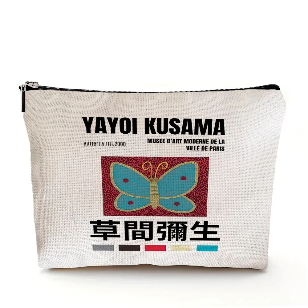 yayoi kusama pochette de maquillage japonais pop art à pois art design floral étui à cosmétiques mode dame beauté sac de rangement à la mode