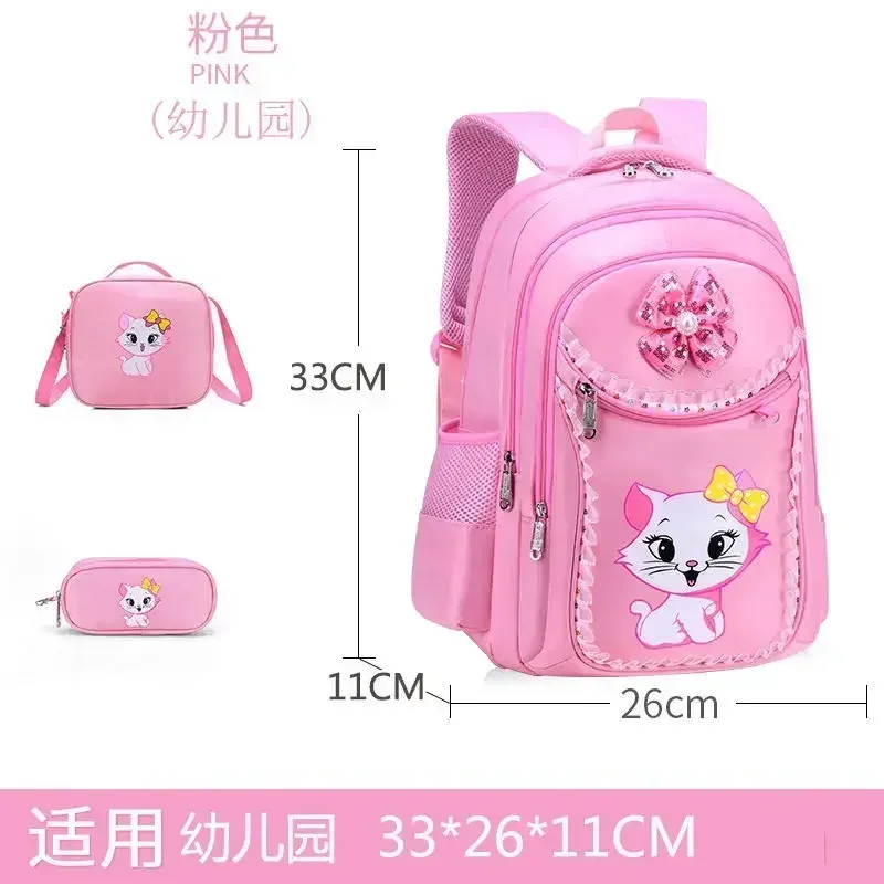 ensemble sac à dos enfant motif chat avec sac à déjeuner et trousse, sac d'école mignon pour filles et garçons, cartable imperméable pour élèves du primaire