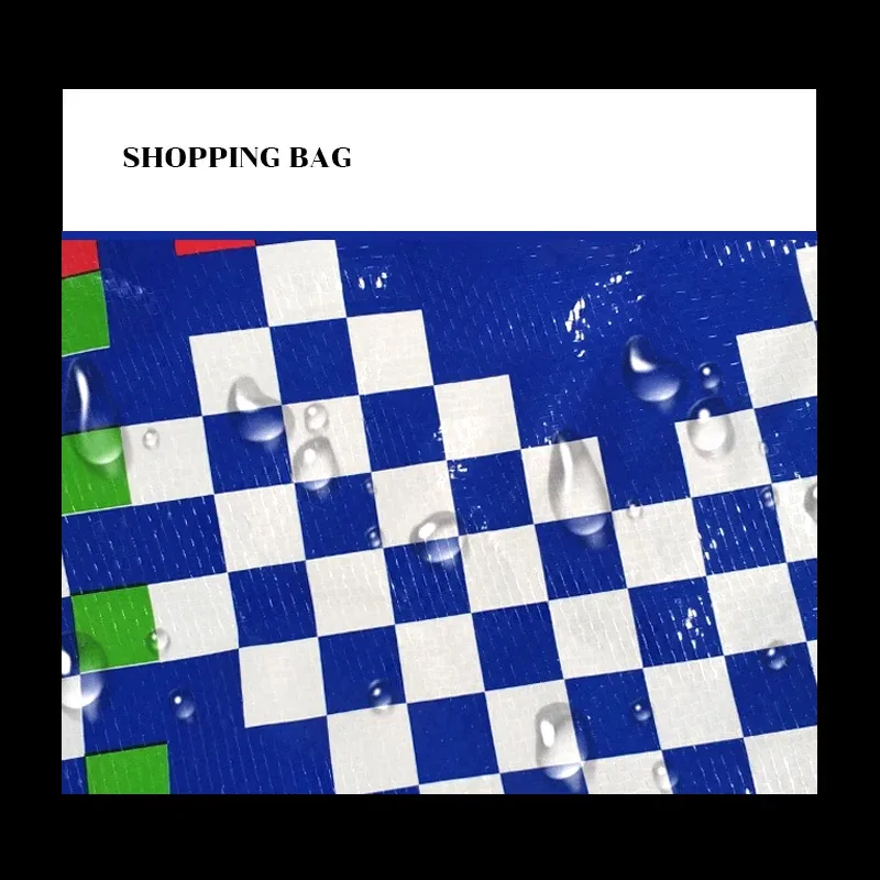 sac de courses tissé en pp, sac à bandoulière à motif à carreaux, fourre-tout réutilisable et étanche, sac à main portable pour voyage et épicerie