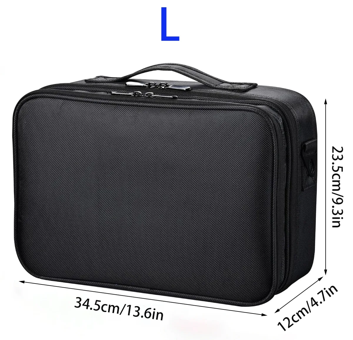 trousse de maquillage de voyage de grande capacité, forêt d'artiste portable avec séparateurs réglables et bandoulière pour articles de toilette et bijoux