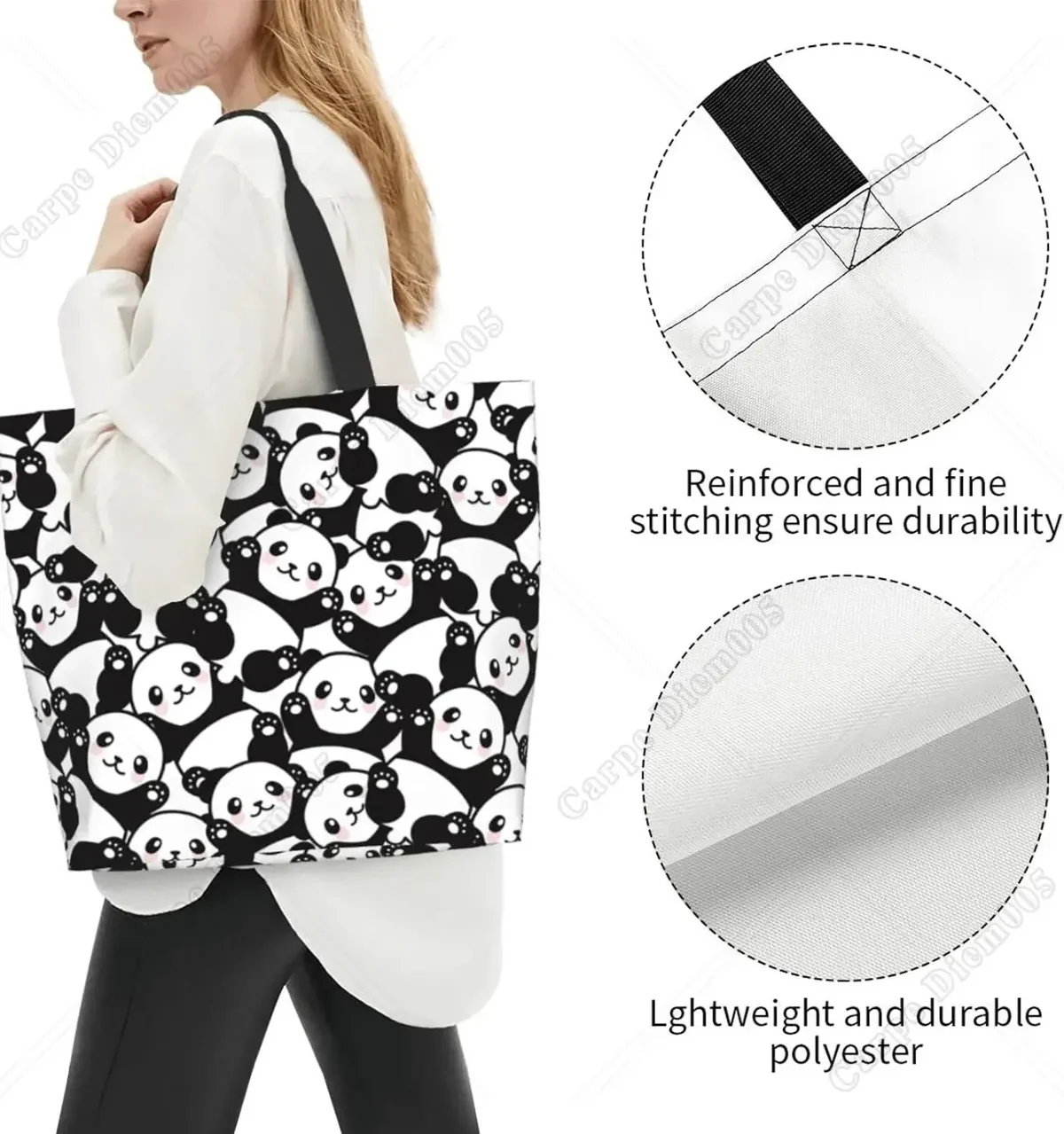 krasnocute-grand sac fourre-tout de dessin animé pour femme, sac à main réutilisable décontracté, grand sac initié, shopping, épicerie, travail, mode