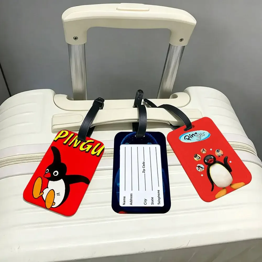 Étiquette de bagage classique P-Pingu en PVC, porte-carte d'information, marqueur de nom anti-perte pour sac à dos
