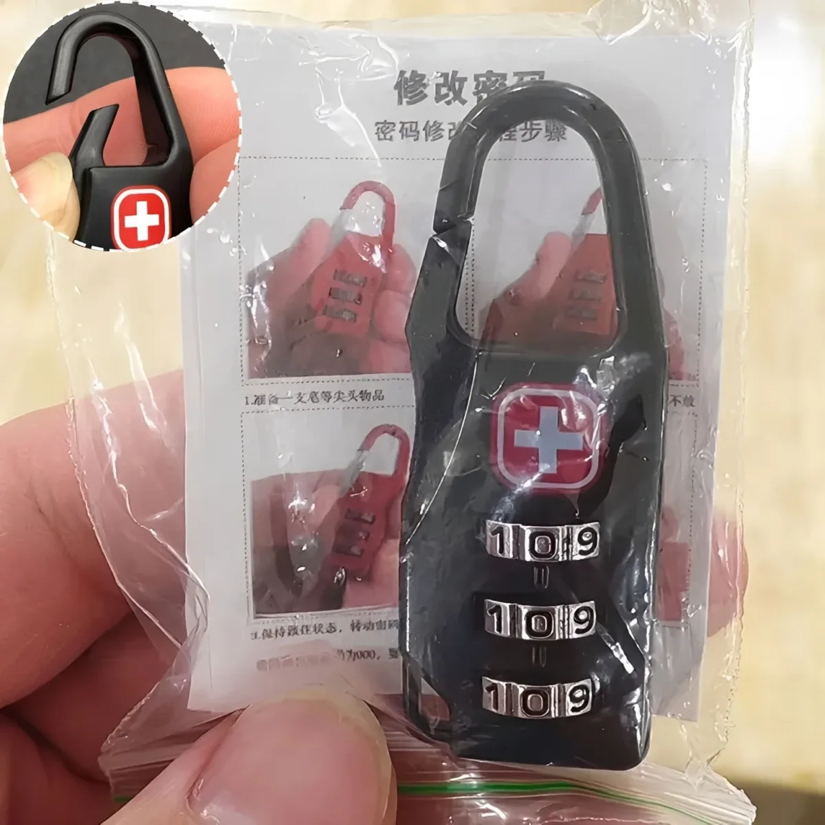 Sac à dos d'extérieur, 2 pièces, serrure à fermeture éclair, antivol, Mini serrure à numéro de Code combiné Portable pour accessoires de sac à dos de voyage