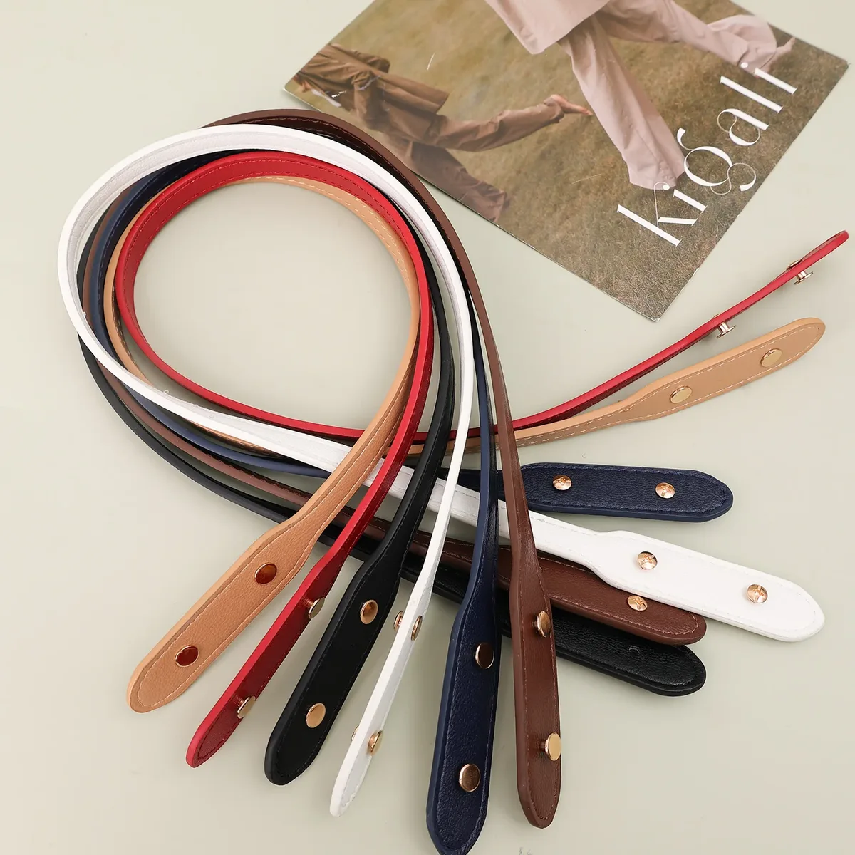 sangles de sac en cuir pu 73cm, 2 pièces, avec rivets, sangle de poignée détachable, sangles de sac à bandoulière de remplacement, accessoires de marquage de sac à faire soi-même