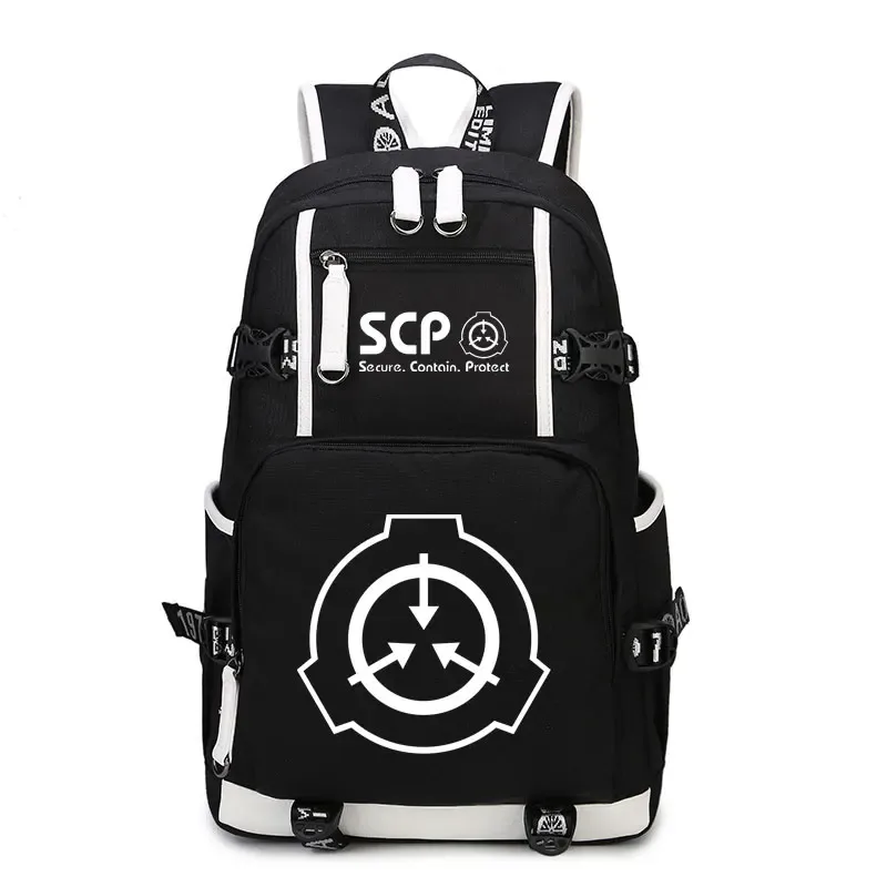 sac à dos scp secure contain protect, cartable noir, sacs d'école de dessin animé, sac à dos de voyage lumineux, sacs initiés par ordinateur portable usb