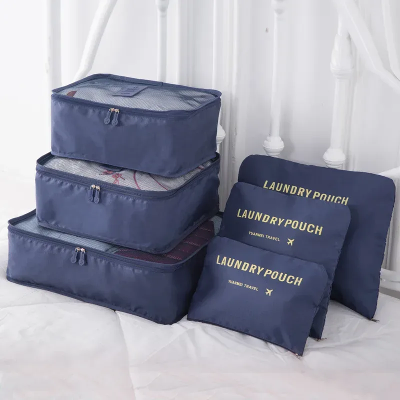 ensemble de 6 grands sacs de rangement de voyage en tissu oxford, adaptés aux sacs à dos et aux valises, sacs de rangement de voyage, sacs de rangement de bagages multifonctionnels et durables, adaptés aux emballages efficaces, accessoires de voyage essentiels, pratiques pour organiser les vêtements, les cosmétiques, les articles de toilette, etc.