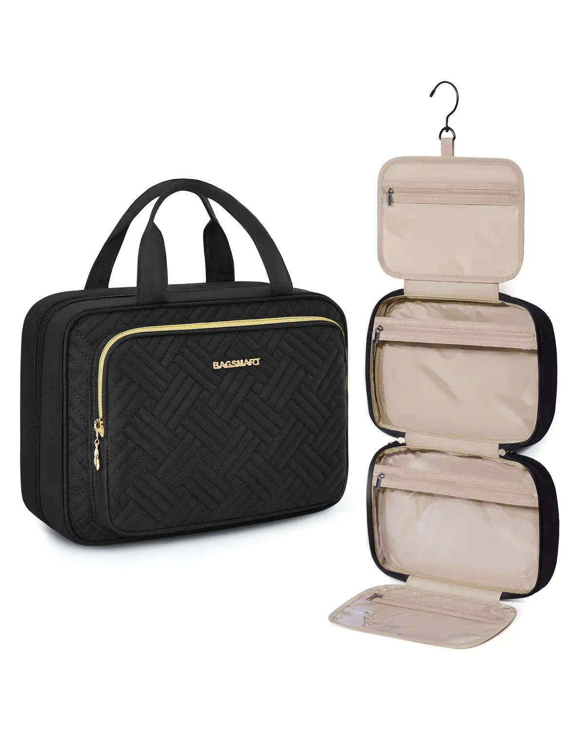 bagsmart – trousse à cosmétiques pour femmes, pochette de maquillage, sac de rangement, grands sacs de toilette imperméables de voyage, trousse de maquillage pour dames