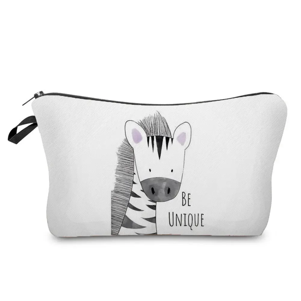 trousse à cosmétiques avec impression d'animaux aquarelle, sac de maquillage pour femme, dessin animé dinosaure ours, sac de rangement de jouets portable, meilleur cadeau pour enfants