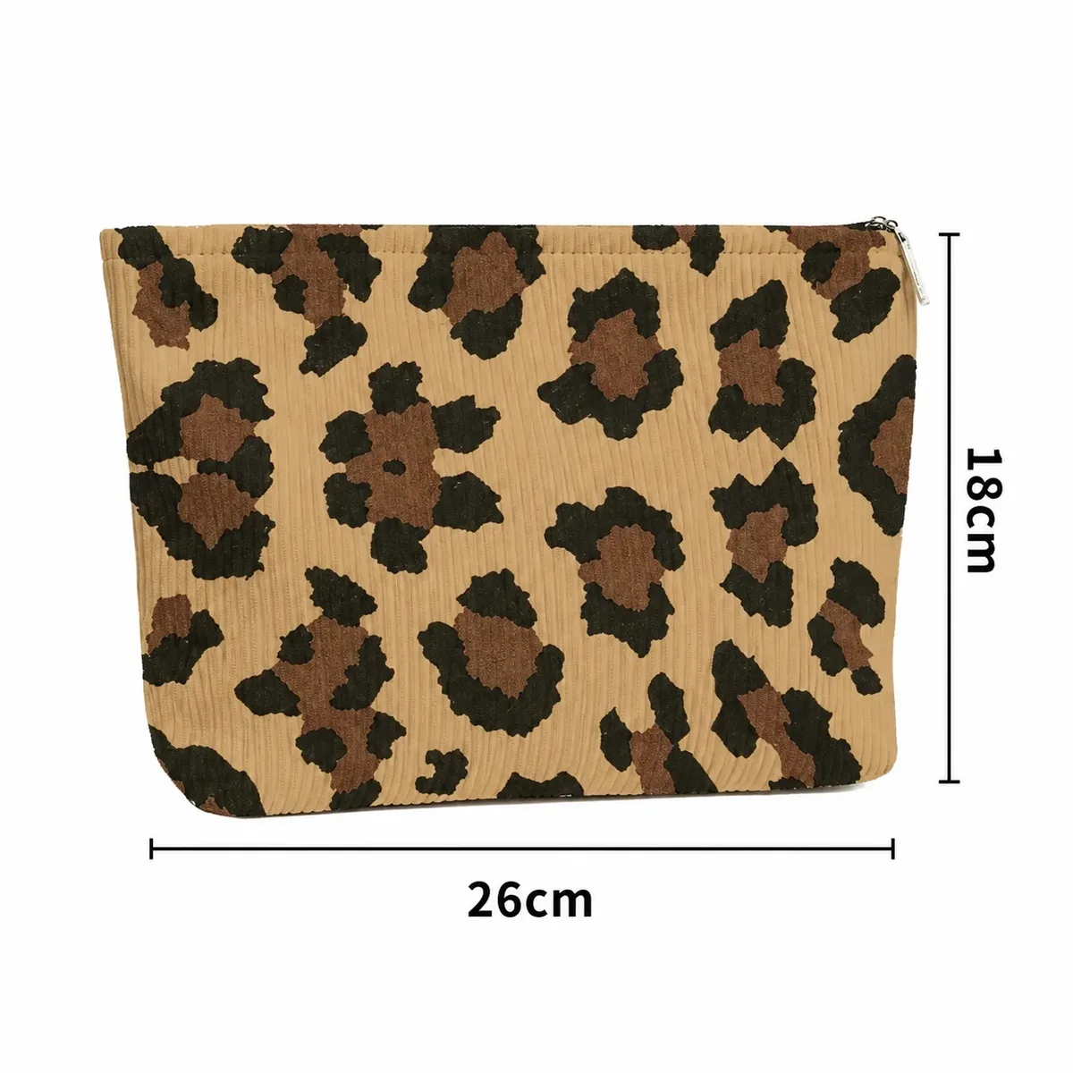 trousse de maquillage léopard côtelée à imprimé animal, organisateur de maquillage, trousse de toilette de voyage, sac de rangement beauté, pochette cosmétique portable