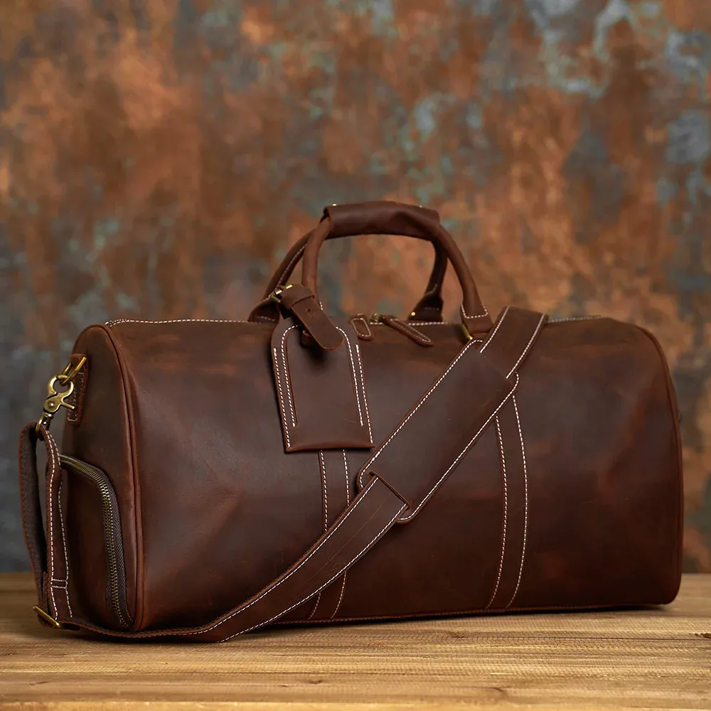 nasva sac de voyage en cuir pour hommes sac de sport en cuir vintage pour hommes sac à main sac à bagages sacs à bandoulière sacs de messager sac de week-end