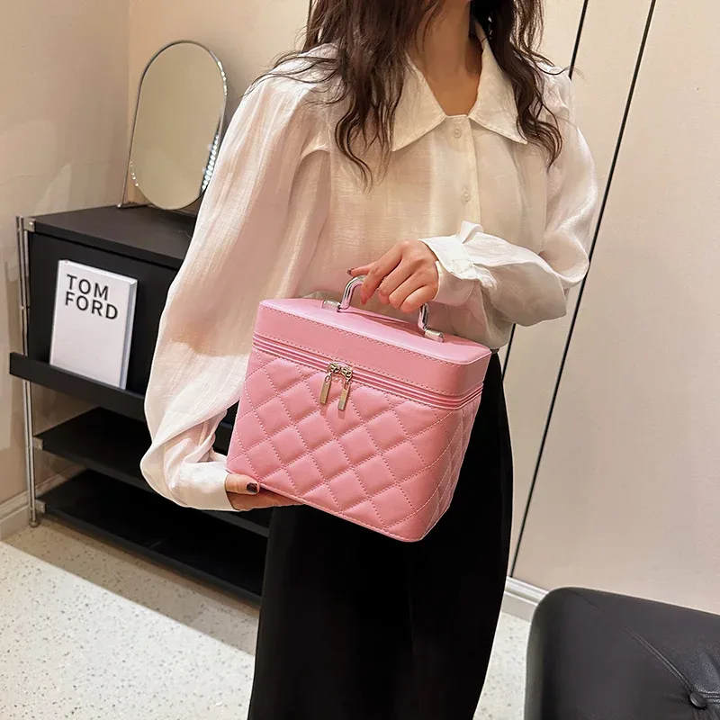 sac à cosmétiques en cuir pu pour femmes, étanche de haute qualité, étui à cosmétiques portable de grande capacité, organisateur de valise de voyage de maquillage