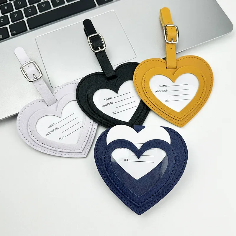 étiquette de bagage personnalisée en cuir pu avec nom et lettres diy, étiquette de valise de luxe en gros, breloque de sac cadeau pour anniversaire de mariage