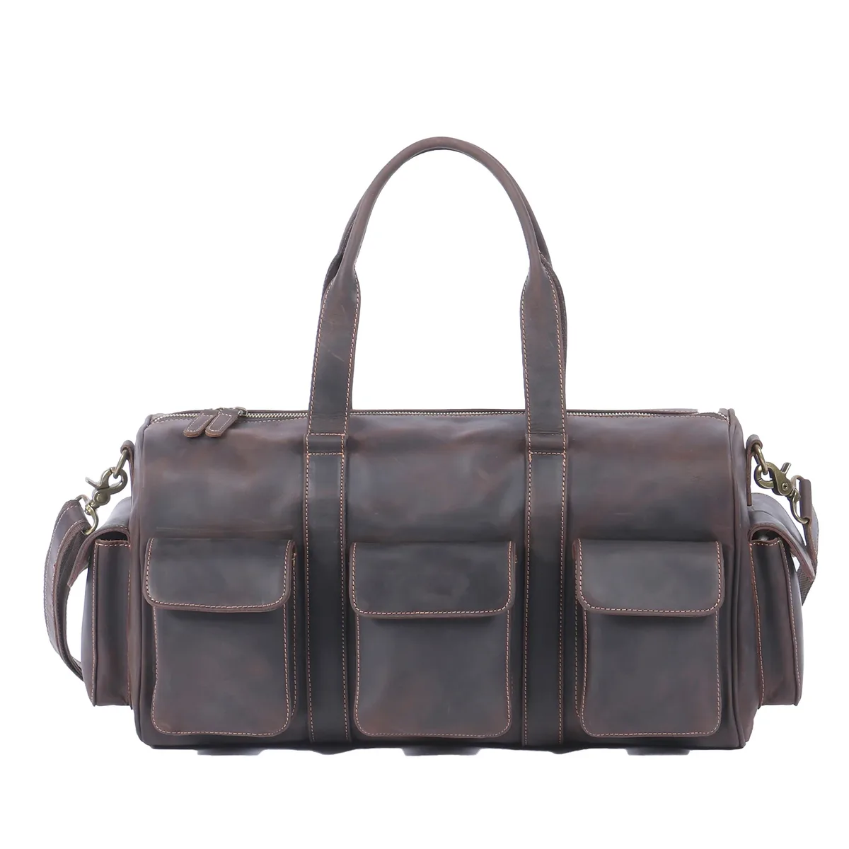 s.worker sac de voyage en cuir véritable de grande capacité, sac de week-end en cuir de vache vintage, sac de voyage pour homme, sac de sport, style rétro