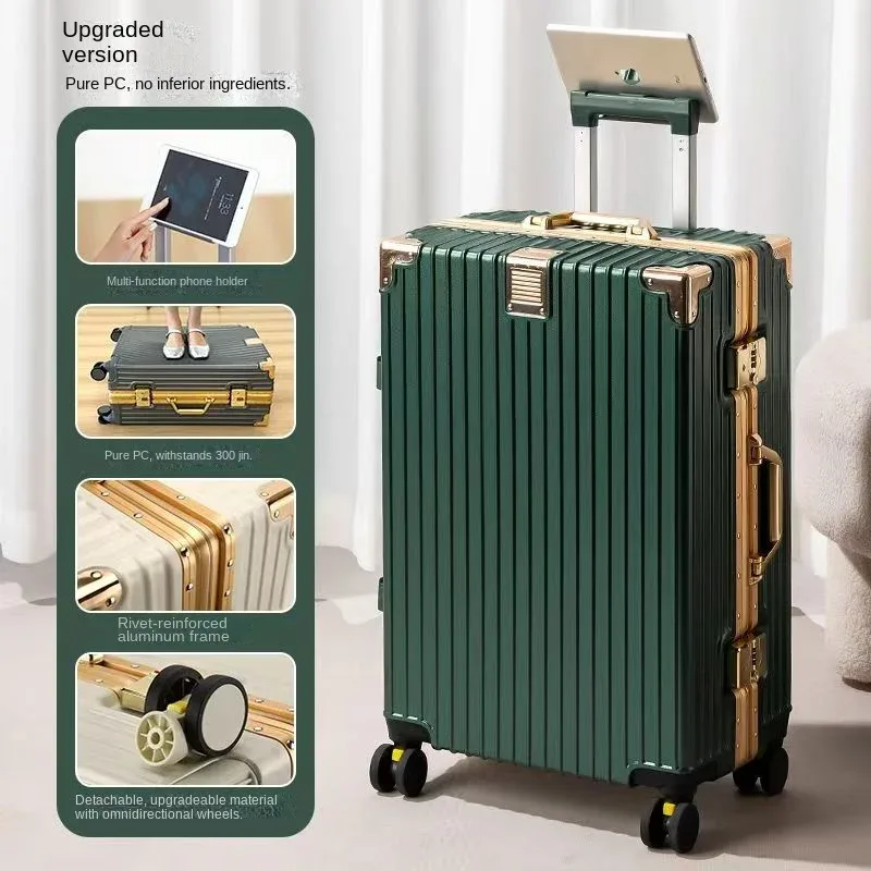 valise antichoc et résistante aux chutes de 20 à 30 pouces, grande capacité, bagage de voyage, cadre en aluminium, serrure à code, valise à roulettes pour étudiants