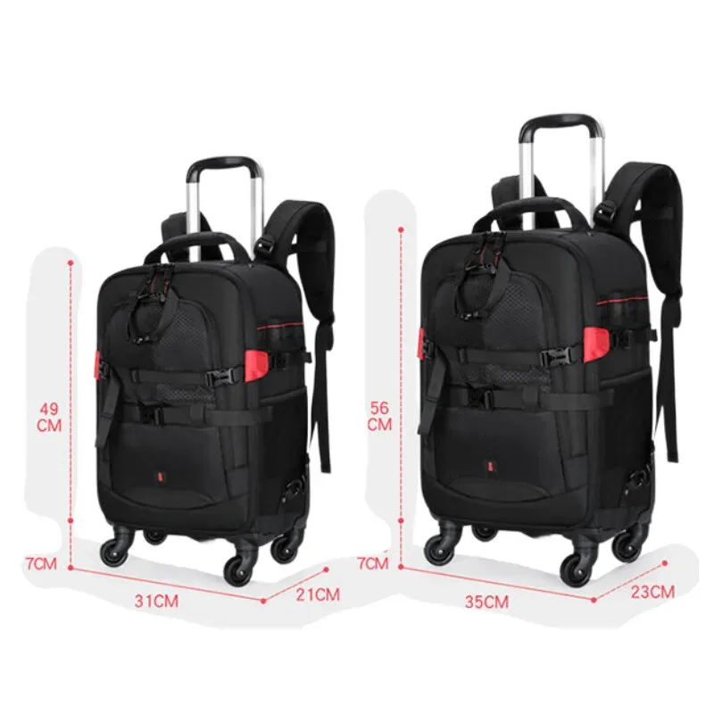 valise à roulettes de marque pour appareil photo, sac à bandoulière professionnel multifonction avec roulettes