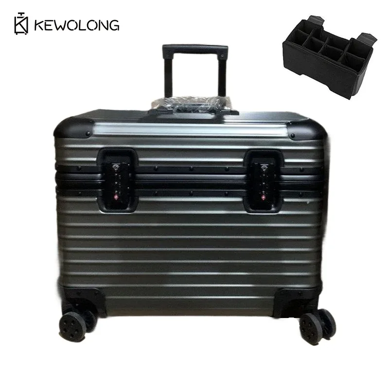 valise en aluminium à coins arrondis, bagage à main rigide à ouverture par le haut avec roulettes à 360 degrés °   roues pivotantes, chariot de photographie gearphotography