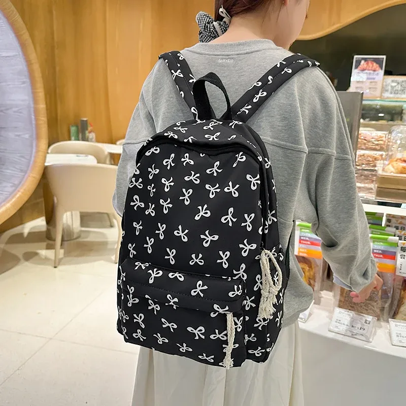 sac à dos japonais mignon de grande capacité, sac d'école à la mode avec nœud papillon, sac à livres pour étudiants, sac à dos léger pour femmes, sac de voyage décontracté