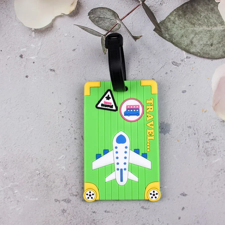 étiquettes de bagage en pvc souple, motif d'avion, étiquette de bagage mignonne, étiquette de valise créative, dessin animé, passe d'embarquement, accessoires de voyage en avion