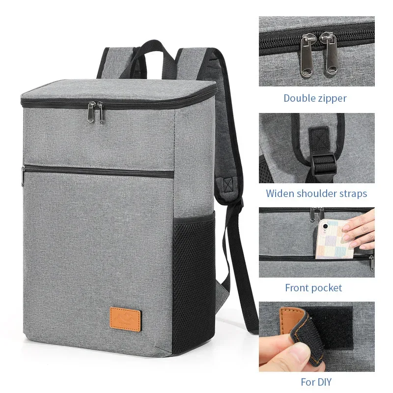 sac à dos isotherme de grande capacité avec sac à déjeuner en aluminium épais pour pique-nique en plein air, design simple en vente