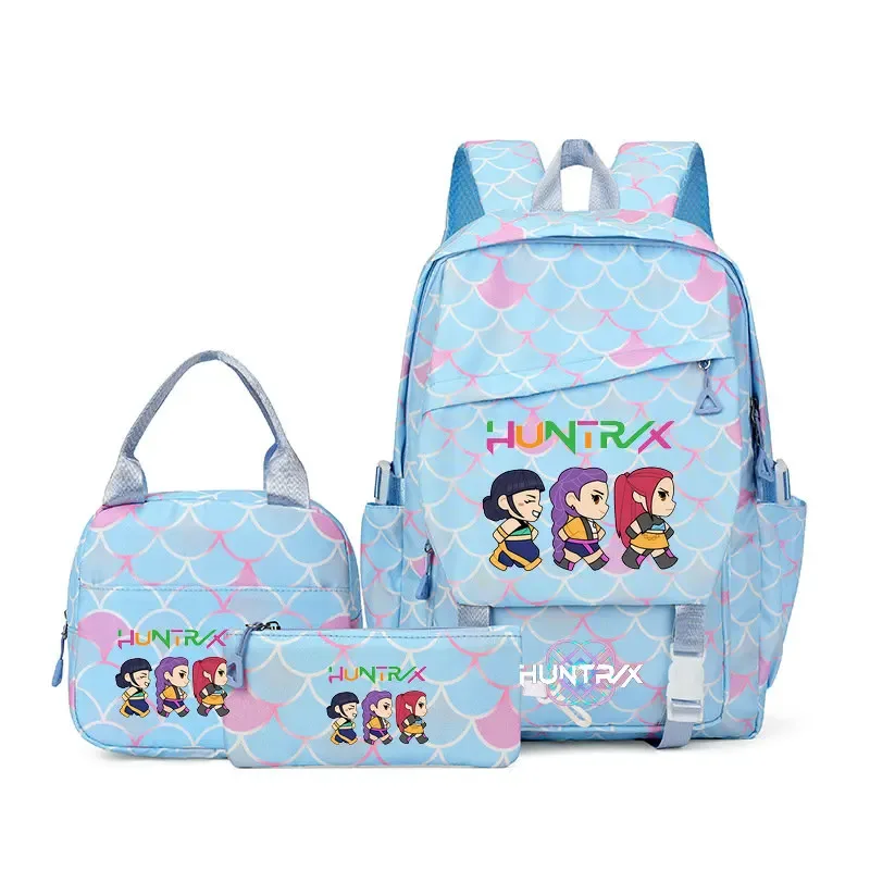 sacs à dos kpop demon hunters, 3 pièces, avec sacs à déjeuner, trousse à crayons, sacs à dos de voyage de grande capacité pour femmes et hommes, sacs d'école pour adolescents