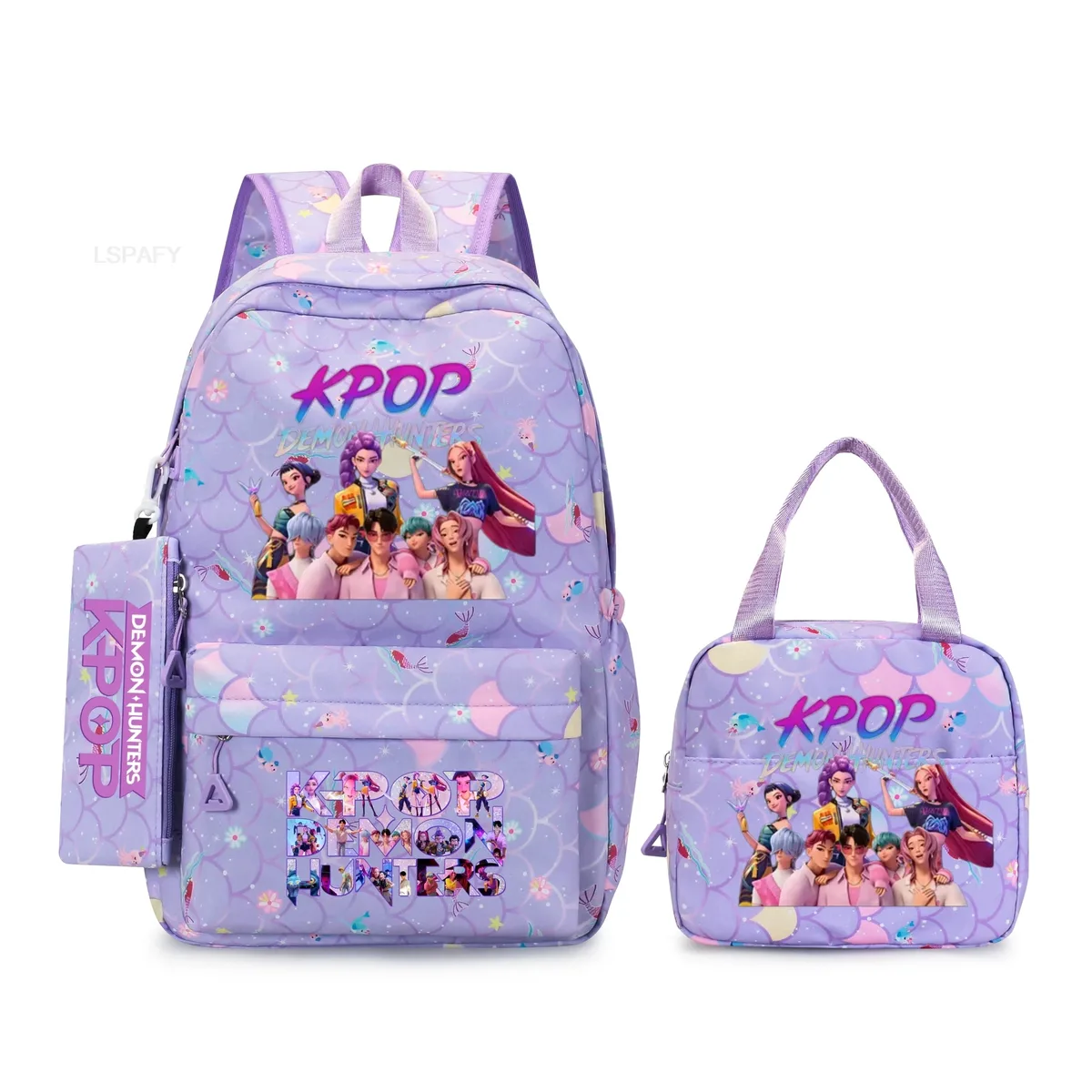 sac à dos kpop demon hunters 3 pièces rumi mira zoey, sac à dos de grande capacité, cartable pour adolescents et femmes, sac de voyage décontracté pour ordinateur portable, mochilas