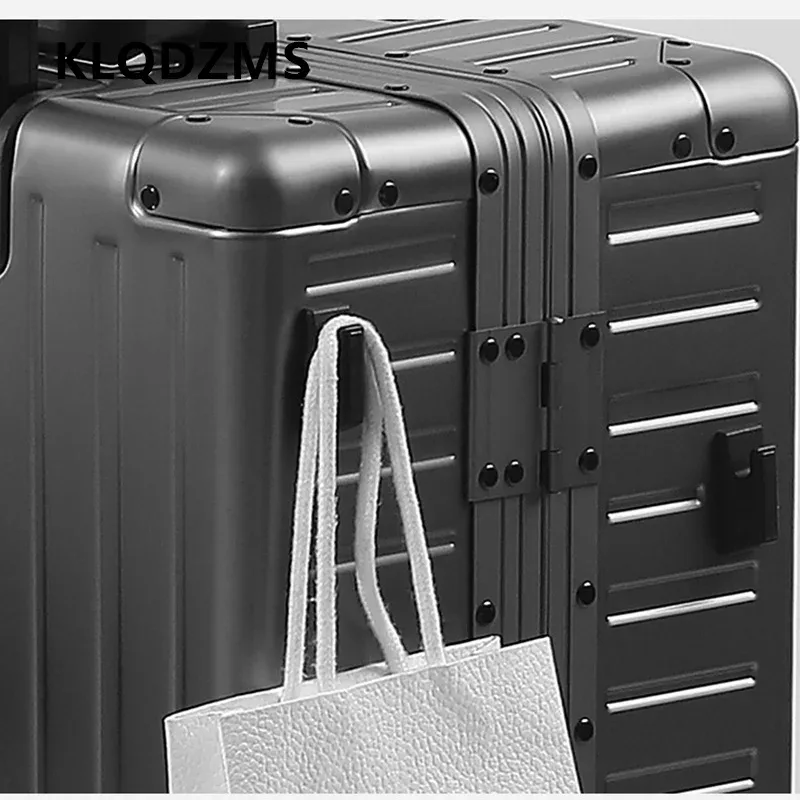 klqdzms valise ouverture avant boîte d'embarquement entièrement en aluminium alliage de magnésium boîtier de chariot 20 "24 pouces bagages multifonctions