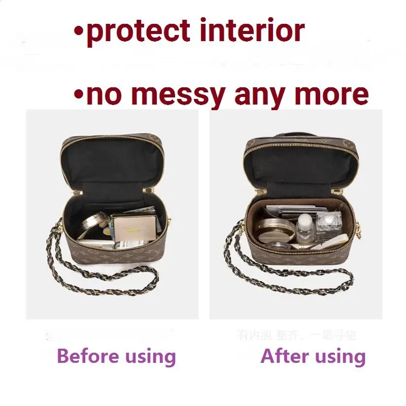 organisateur de sac pour lv vanity pm, pochette à chaîne, sac de maquillage, insertion de couleur personnalisée