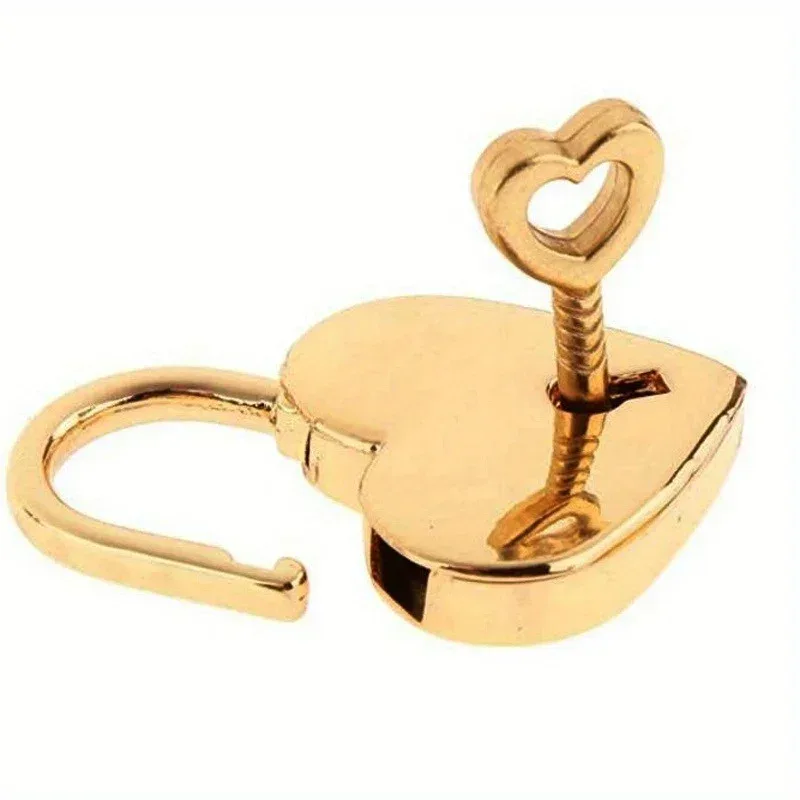 mini cadenas en métal vintage en forme de cœur, 2 pièces, valise, boîte à bagages, serrure à clé avec clé