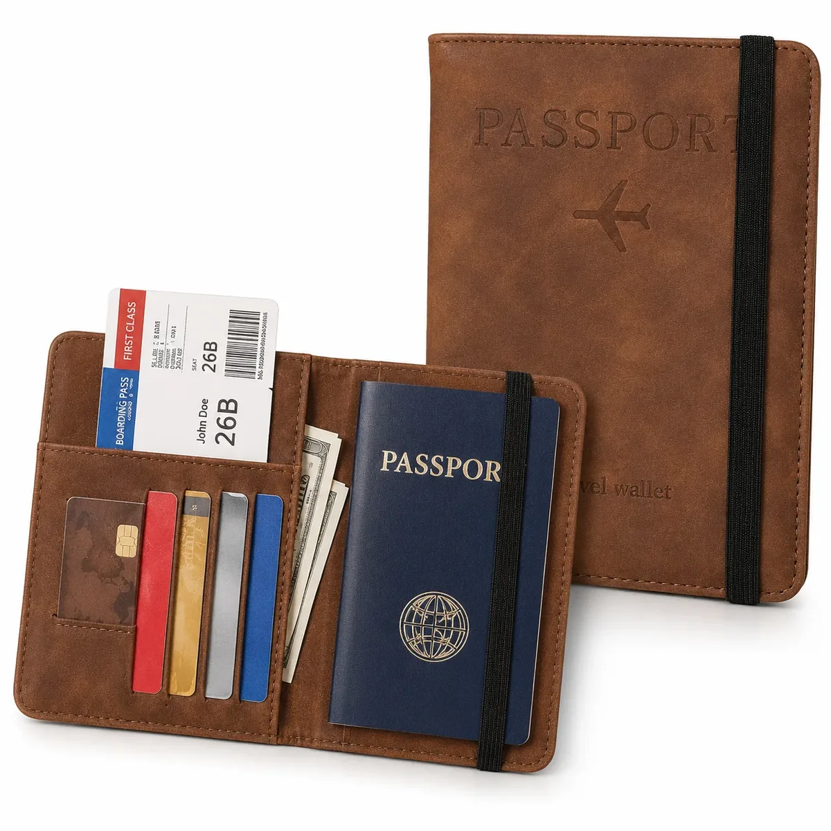 porte-passeport high beauty, portefeuille de voyage en cuir pu, simple et élégant, blocage rfid, 2 en 1
