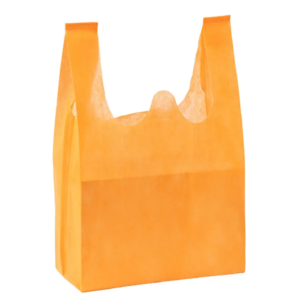 sac de courses non tissé de couleur unie, 50 pièces, sac à main portable de grande capacité écologique, sac de rangement pratique et durable pour jouets