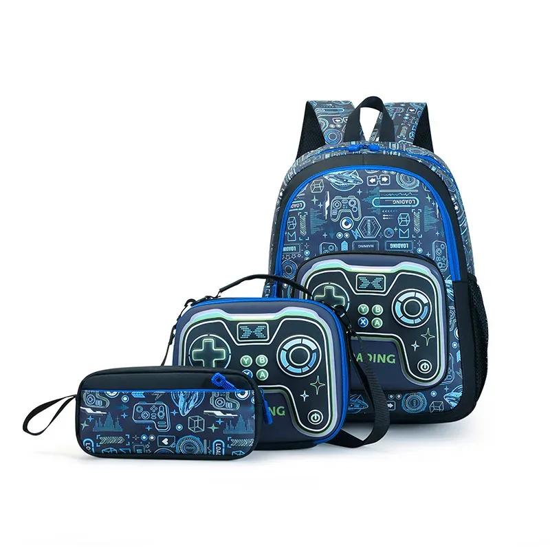 sac à dos imperméable grande capacité, ensemble de trois pièces, contrôleur de jeu pour étudiants, sac portable multi-poches léger en tissu oxford