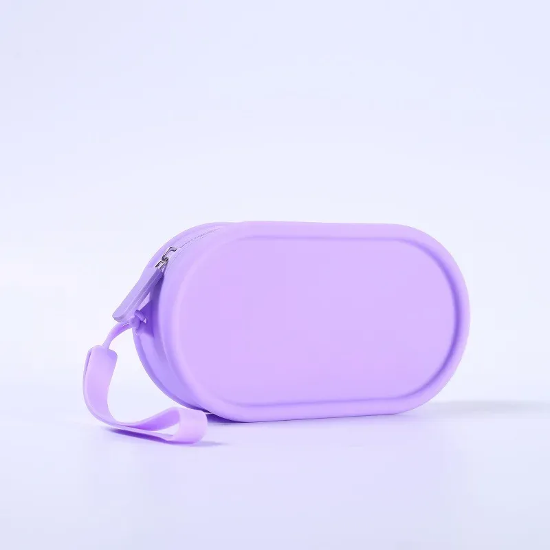 pochette de rangement en silicone, étanche, avec fermeture éclair, sac de maquillage 16,7 cm x 9,1 cm x 4,5 cm, grande capacité, pochette portable