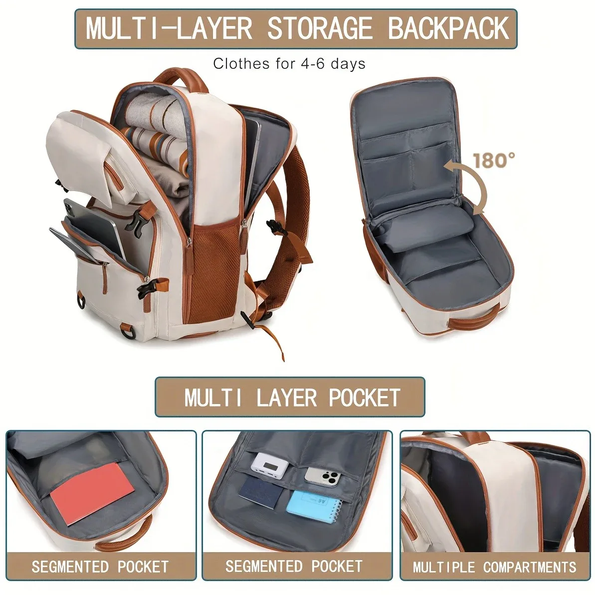 zuokedisi airlines sac à dos de voyage pour ordinateur portable de 15,6 pouces approuvé avec boîte à chaussures et sangle à bagages, sac à dos de randonnée