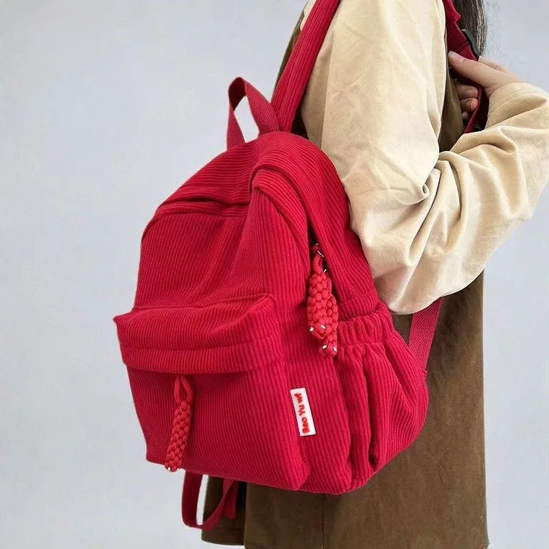 sac à dos en velours rayé pour femmes, petit sac à dos de voyage en velours côtelé pour étudiantes, nouvelle mode 2025