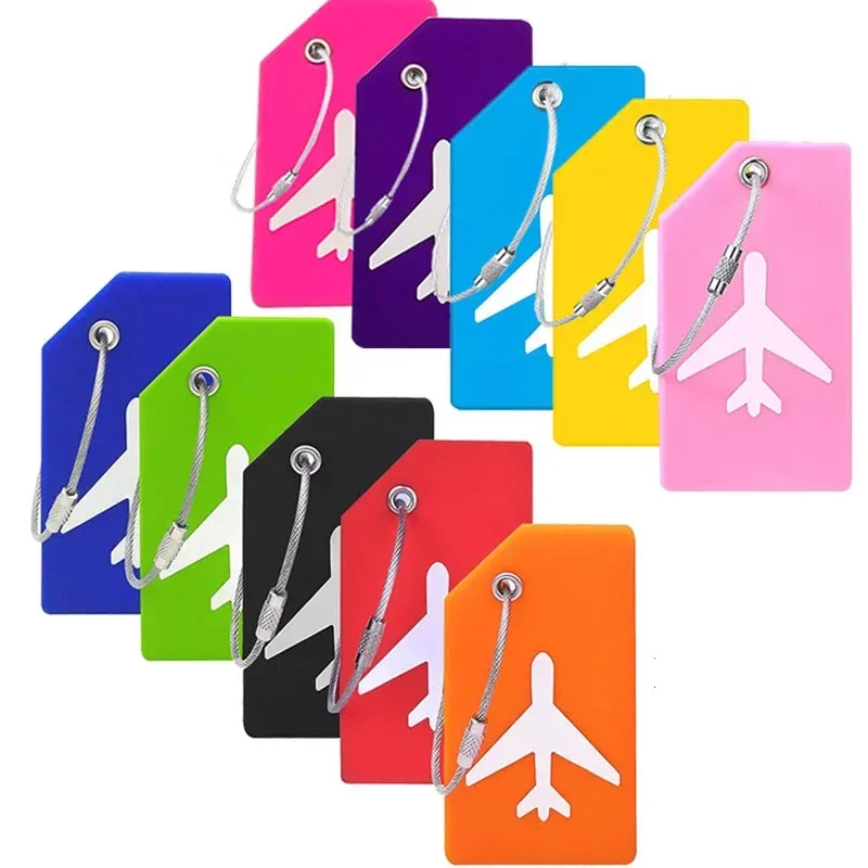 étiquettes de bagage d'avion en silicone pour hommes et femmes, porte-adresse d'identité de valise, étiquette 