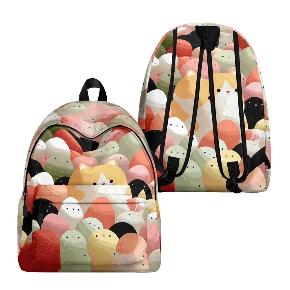 sac à dos imprimé de chats de dessin animé renard mignon, sacs à crayons à bretelles réglables, sac d'école léger et durable, sac à dos de voyage, ensembles pour adolescents