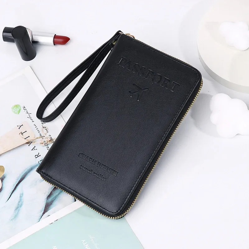 mode multi-fonction voyage rfid porte-passeport housse femmes hommes pu cuir doccument paquet billet sacs de protection