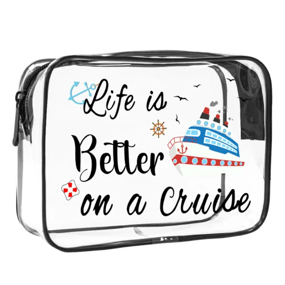 sac de maquillage tendance de grande capacité, sac à cosmétiques visible sur le thème de la plage, sac de rangement portable multifonctionnel pour femmes
